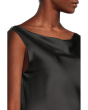 Sleeveless Low Back Drape Dress Below Knee