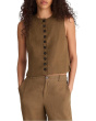 Button-Front Shell Top in 100% Linen