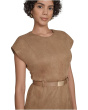 Suede Belted Cap Sleeve Sheath