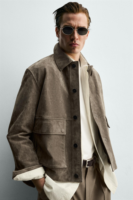 Zara ЗАМШЕВАЯ УКОРОЧЕННАЯ ВЕРХНЯЯ РУБАШКА 513866314-706-2