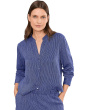 Striped Organic Cotton Gauze Mandarin Collar Shirt