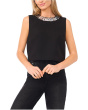 Sleeveless Sequin Paillette Trim Top