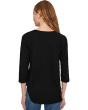 3/4 Sleeve V-Neck Tee with Curved Hem