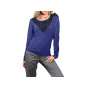 Pullover m. Spitze, royalblau-schwarz