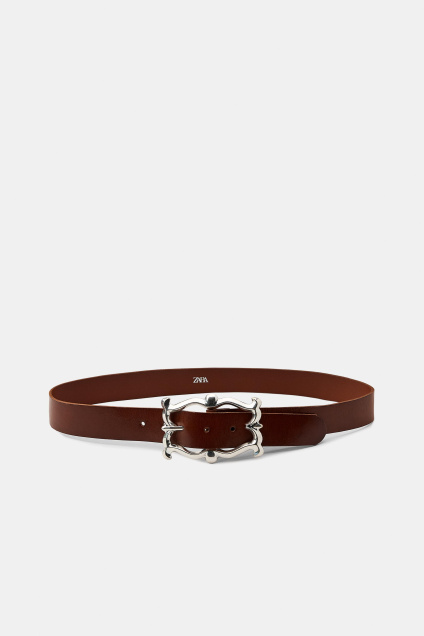Zara 100% КОЖАНЫЙ ремень с пряжкой 507779236-700-80