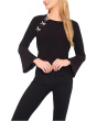Pearl Bow Applique Long Sleeve Knit Top
