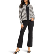 Petite Striped Fringe Mix Femme Knit Jacket
