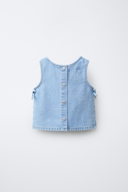 Zara ДЖИНСОВЫЙ ТОП С БАНТАМИ 539570778-427-18