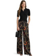 Belting-Print Charmeuse Wide-Leg Pants