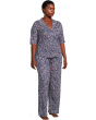 Short Sleeve Notch Collar and Pant PJ Set