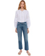 The Petite Longline Straight Jean in Pickett Wash