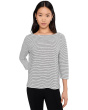 Striped Organic Linen Jersey Bateau Neck 3/4 Sleeve Top