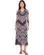 Long Sleeve V-Neck Mesh Midi Dress