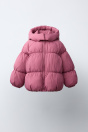 Zara ВОДООТТАЛКИВАЮЩЕЕ СТЕГАНОЕ ПАЛЬТО малиново-красного цвета