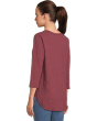3/4 Sleeve V-Neck Tee with Curved Hem