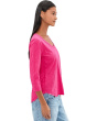 3/4 Sleeve V-Neck Curved Hem Tee Shirt