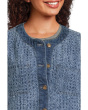 Perforated Tweed Crop Denim Jacket