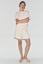 Zara ШОРТЫ-БЕРМУДЫ ИЗ ПЛОТНОГО ХЛОПКА С ДЕКОРАТИВНЫМИ СКЛАДКАМИ кремового цвета