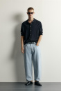 Zara ШИРОКИЕ ОБЛЕГАЮЩИЕ ДЖИНСЫ светло-голубого цвета