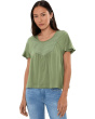 Petite Flutter Sleeve Woven To Knit Top with Embroidery