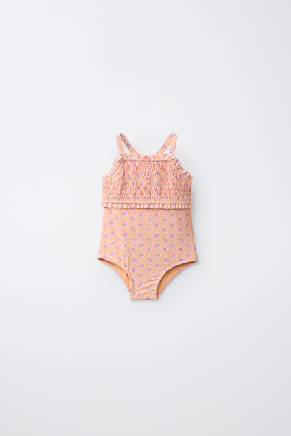 Zara 1-6 ЛЕТ/ КУПАЛЬНИК С ЦВЕТОЧНЫМ ПРИНТОМ И ДЫМЧАТЫМИ ДЕТАЛЯМИ 506034503-620-12