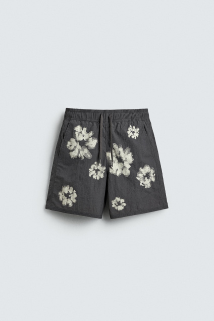 Zara ДЛИННЫЕ ШОРТЫ ДЛЯ ПЛАВАНИЯ С ЦВЕТОЧНЫМ ПРИНТОМ 495698638-802-3