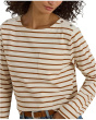 Petite Striped Jersey Snap-Trim Boatneck Top
