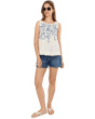 Petite Sleeveless Boat Neck Woven Top with Pintucks