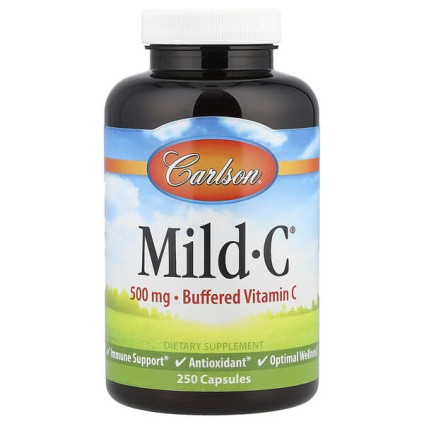 Carlson, Mild-C, витамин C деликатного действия, 500 мг, 250 капсул