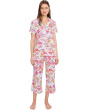 Short Sleeve Notch Top & Capri Pajama Set