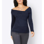 Cr_ation L Свитер с эффектом декольте из пряжи, темно-синий