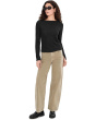 Long Sleeve Boatneck Textured Top