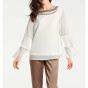 Designer-Volantbluse m. Strasssteinen, ecru