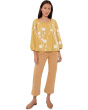 Petite 3/4 Sleeve Woven Top with Embroidery