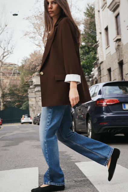 Zara Блейзер С ЗАКАТАННЫМИ РУКАВАМИ И УЗОРЧАТЫМИ ПОЯСАМИ 521551406-700-1