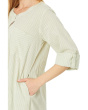 Mini Stripe Gauze Roll-Up Sleeve Henley Stripe Dress