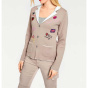 Cardigan m. Patches, taupe-ecru