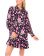 Long Sleeve Neck Bow Tie Floral Dress