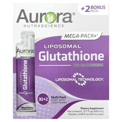 Aurora Nutrascience, Mega-Pack+®, липосомальный глутатион, 32 пакетика по 20 мл (0,68 жидк. унции)