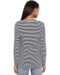 Side Ruched Slub Long Sleeve Stripe