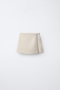 Zara ШОРТЫ-БЕРМУДЫ ИЗ ЛЬНА И ХЛОПКА С ДРАГОЦЕННЫМ КАМНЕМ 498939806-711-7