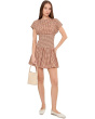 Boatneck Drop Waist Mini Dress with Smocked Bodice