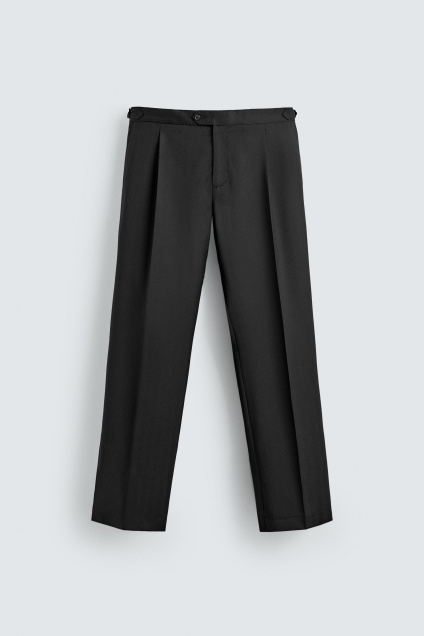 Zara КЛАССИЧЕСКИЕ БРЮКИ С ДЕКОРАТИВНЫМИ СКЛАДКАМИ ИЗ 100% ШЕРСТИ 536228985-800-38