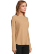 Cotton Cashmere - Round Neck Waffle Stitch Drop Shoulder Long Sleeve Sweater