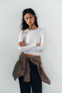 Zara БЕЛАЯ ХЛОПКОВАЯ ФУТБОЛКА С ДЛИННЫМ РУКАВОМ