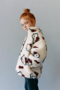 Zara КУРТКА HELLO KITTY SANRIO ИЗ ИСКУССТВЕННОГО МЕХА ЯГНЕНКА кремового цвета