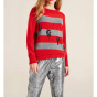 Linea Tesini Дизайнерский длинный свитер красно-серого цвета
