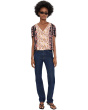 Cropped Linen V-Neck Button-Down Top