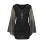 Tunika-Kleid m. Steinen, schwarz-bunt