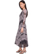 Long Sleeve V-Neck Mesh Midi Dress